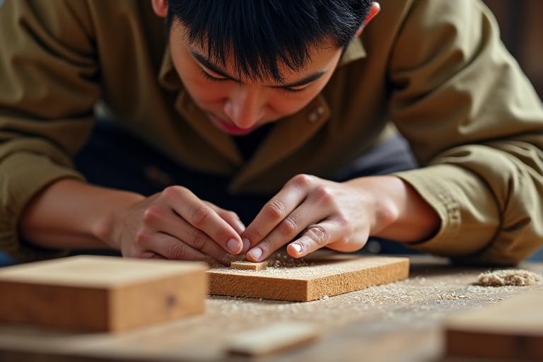가구 제작에 몰두하고 있는 숙련된 장인