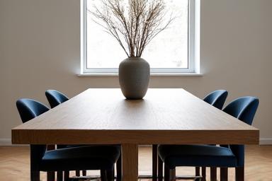 견고한 오크 원목 다이닝 테이블